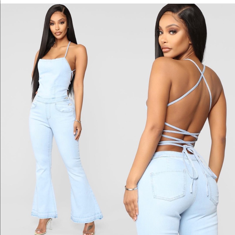 Denim jumpsuit sizes available small through large